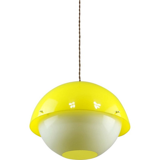 Vintage Space Age pendant lamp in yellow plexiglass, 1970