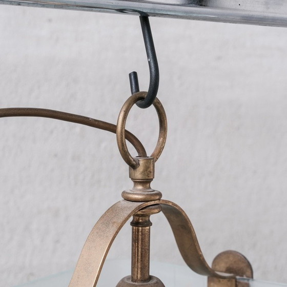 Image 1 of Vintage brass and glass pendant lamp, Italy 1970