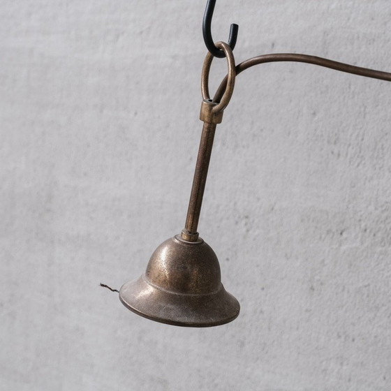 Image 1 of Vintage brass and glass pendant lamp, Italy 1970