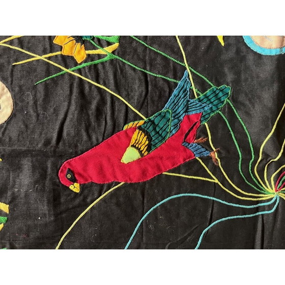 Image 1 of Vintage indra thread wall tapestry with bird decor, 1970s