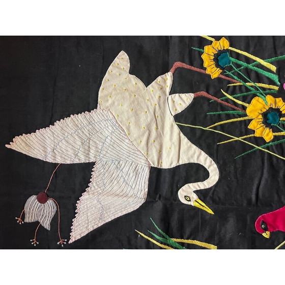 Image 1 of Vintage indra thread wall tapestry with bird decor, 1970s
