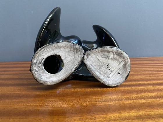 Image 1 of Black Ceramic Figurine Of 2 Pelicans By Miroslav Smutny 1960S