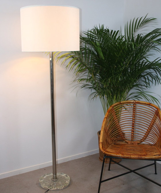 Image 1 of Large floor lamp with Chrome stem and 3 light points in the shade from Temde