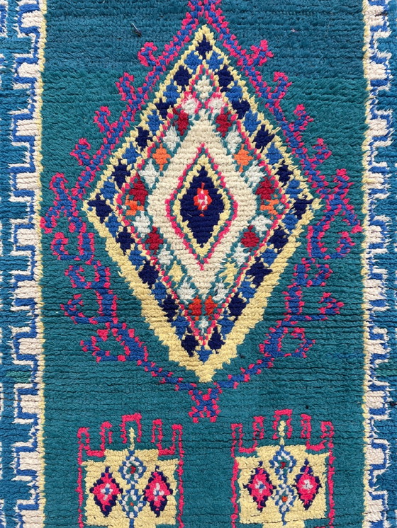 Image 1 of Blue Beautiful Berber Moroccan Runner Rug