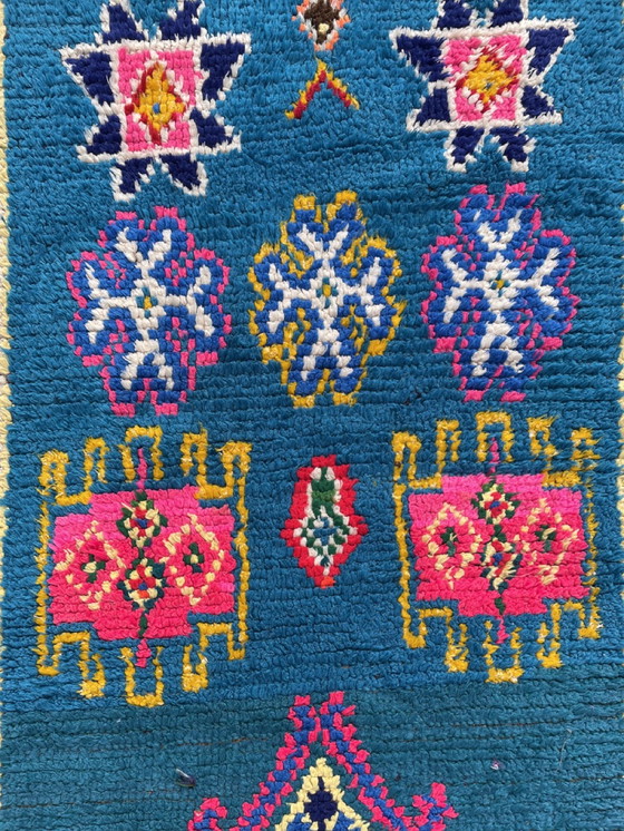 Image 1 of Blue Beautiful Berber Moroccan Runner Rug