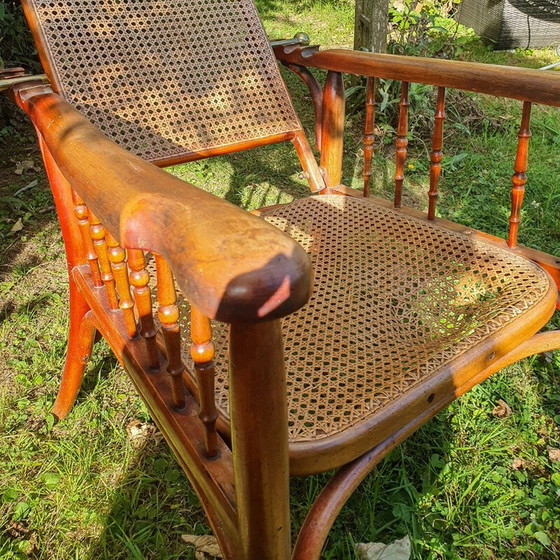 Image 1 of Poltrona vintage regolabile in legno curvato Fischel 1910