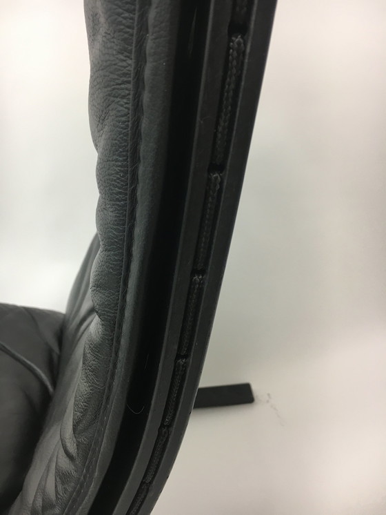 Image 1 of Poltrona in pelle nera di design di metà secolo di Ingmar Relling per Westnofa, anni '70