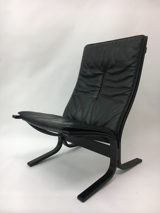 Mid-Century Design Black Leather Lounge Chair By Ingmar Relling For Westnofa, 1970’S