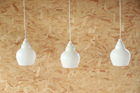 Image 1 of Set of three glass hanging lamps by Alf Svensson