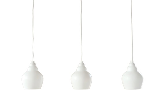 Image 1 of Set of three glass hanging lamps by Alf Svensson