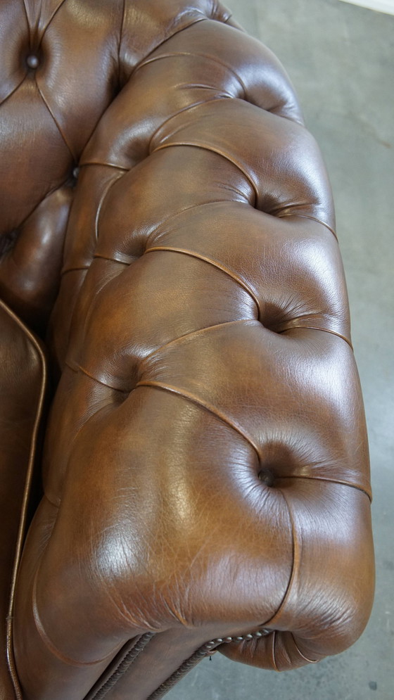 Image 1 of Brown Beef Leather Chesterfield Armchair