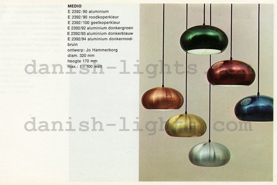 Image 1 of Pendant Light "Medio" By Jo Hammerborg For Fog & Mørup. Denmark 1960S