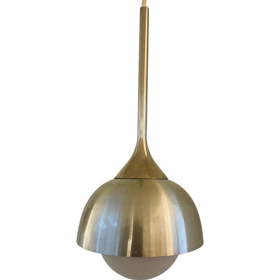 Image 1 of Pair of vintage brushed aluminum pendant lamp, 1990