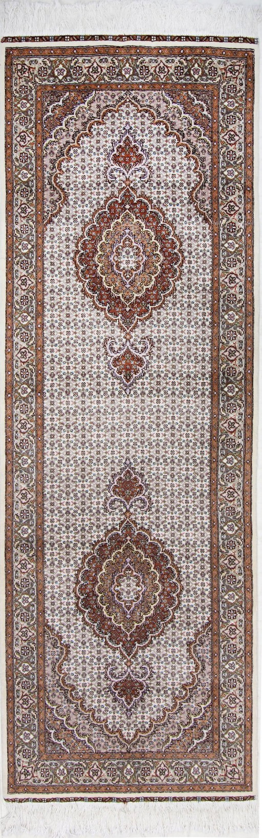 Original Hand-Knotted Persian Carpet Tabriz 50 Raj Fine With Silk 247 X 80 Cm Top Condition New