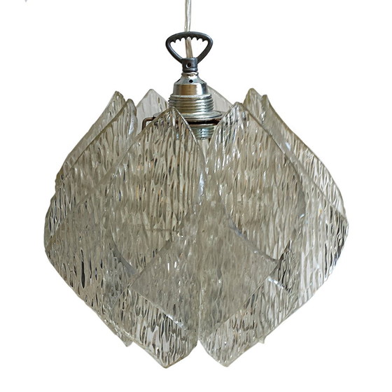 Image 1 of Ice Glass Acrylic Pendant Lamp, 1970s