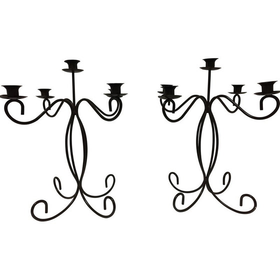 Image 1 of Pair of vintage Art de la Table metal 5-light candlesticks