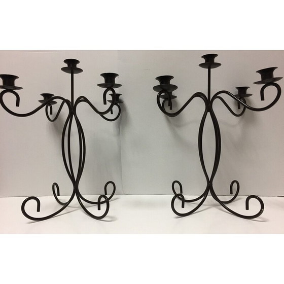 Image 1 of Pair of vintage Art de la Table metal 5-light candlesticks