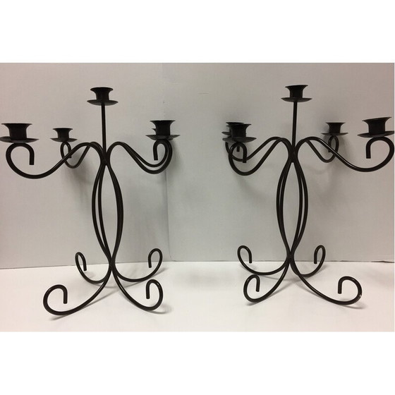 Image 1 of Pair of vintage Art de la Table metal 5-light candlesticks