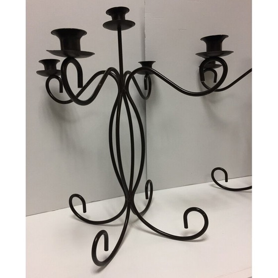 Image 1 of Pair of vintage Art de la Table metal 5-light candlesticks