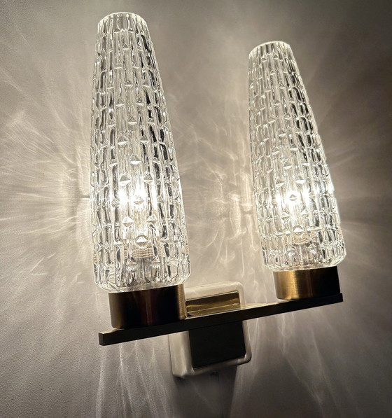 Image 1 of Vintage Double Glass Wall Light