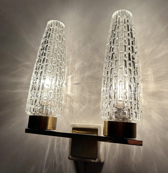 Image 1 of Vintage Double Glass Wall Light