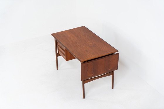 Image 1 of Free Standing Drop-Leaf Desk In Teak (Denmark, 1960S).