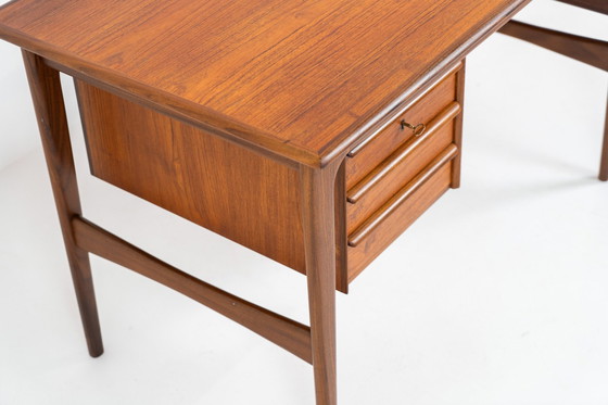 Image 1 of Free Standing Drop-Leaf Desk In Teak (Denmark, 1960S).