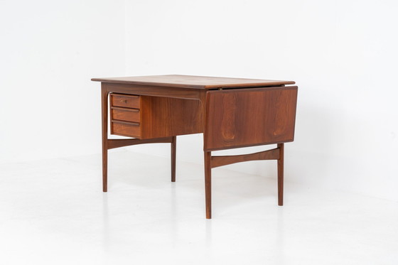 Image 1 of Free Standing Drop-Leaf Desk In Teak (Denmark, 1960S).