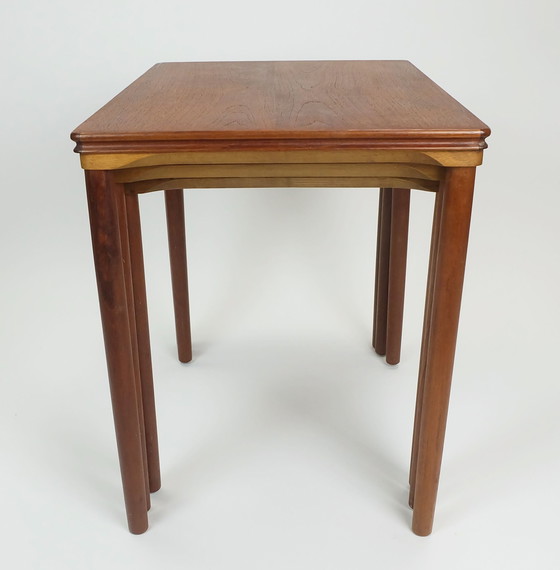 Image 1 of Danish Modern Teak Nesting Tables 3 Side Tables Early 1960S