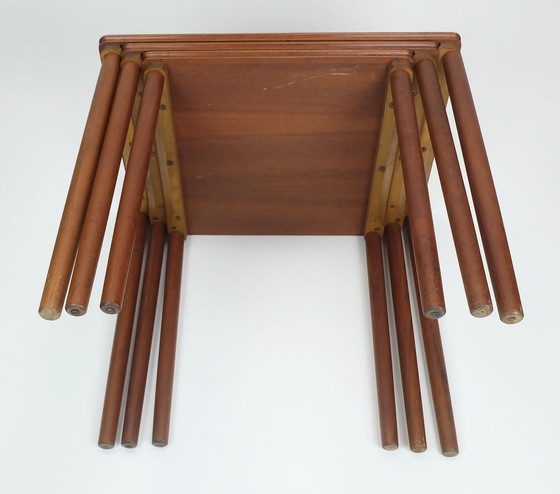 Image 1 of Danish Modern Teak Nesting Tables 3 Side Tables Early 1960S