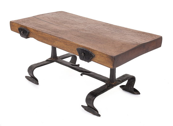 Image 1 of Solid Elm Brutalist Coffee Table, 1950