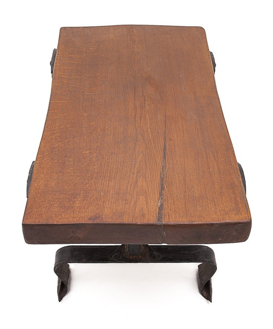 Image 1 of Solid Elm Brutalist Coffee Table, 1950