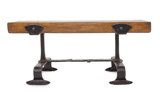 Image 1 of Solid Elm Brutalist Coffee Table, 1950