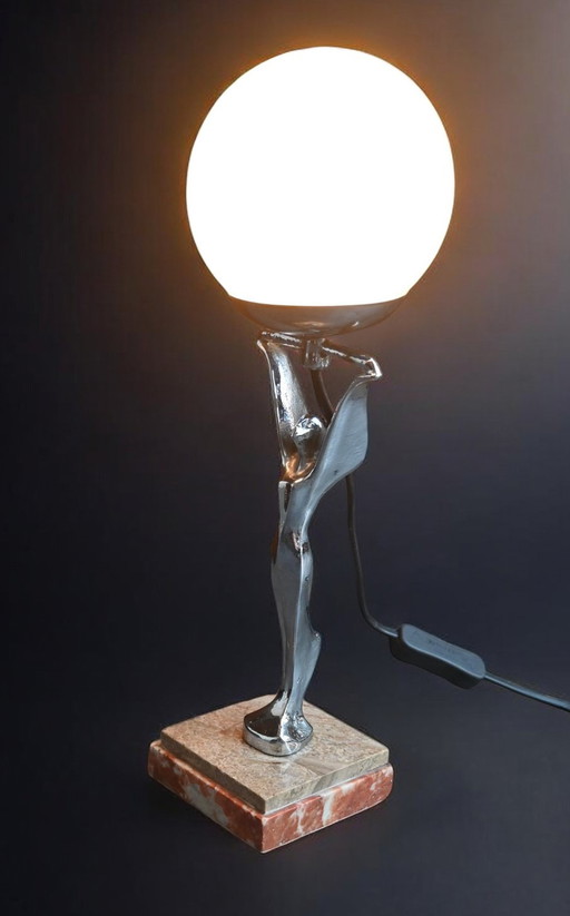 Chrome Art-Deco Table Lamp, 1920-30