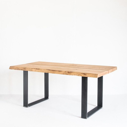 Solid ashwood dining table with treated iron legs