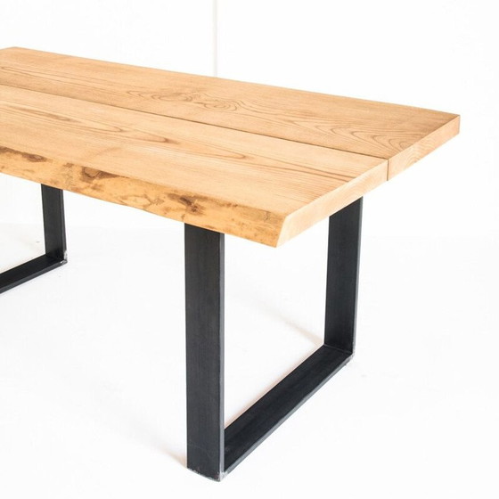 Image 1 of Solid ashwood dining table with treated iron legs