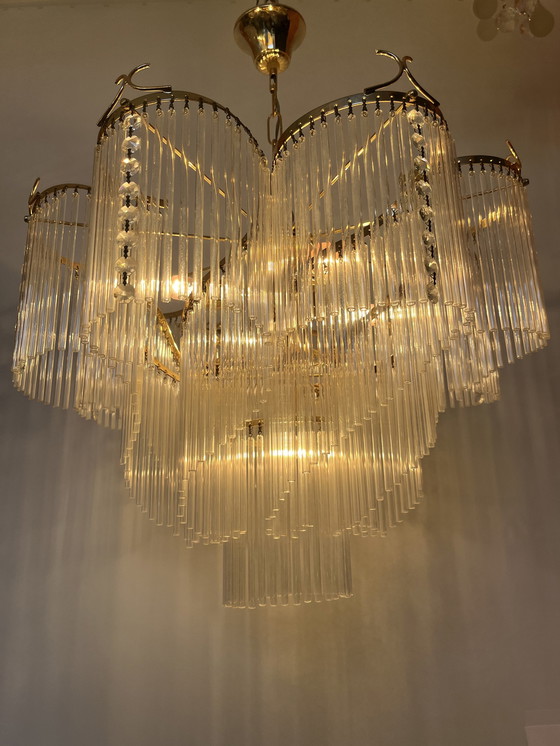Image 1 of Vintage large rod chandelier regency style