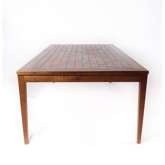 Image 1 of Vintage teak coffee table with red tiles, Denmark 1960