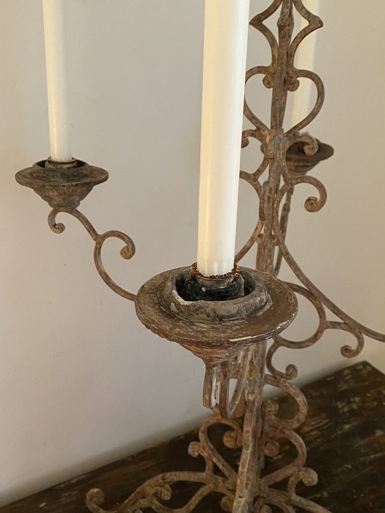 Image 1 of Cast Iron Large 4-Arm Candlestick