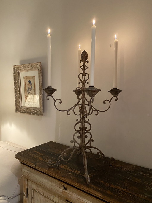 Cast Iron Large 4-Arm Candlestick