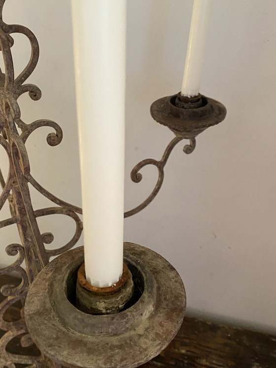 Image 1 of Cast Iron Large 4-Arm Candlestick