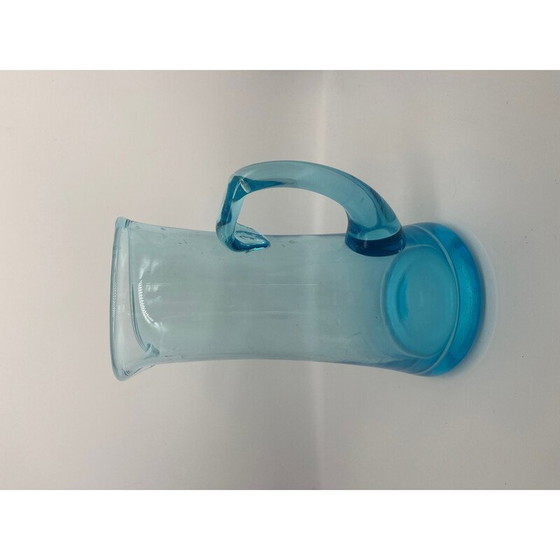 Image 1 of Vintage blue glass pitcher, 1970