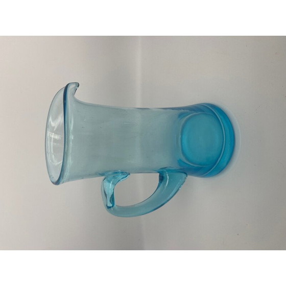 Image 1 of Vintage blue glass pitcher, 1970