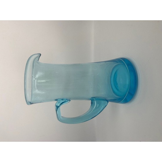 Image 1 of Vintage blue glass pitcher, 1970