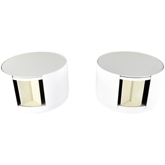 Image 1 of Coppia di tavolini in legno vintage con ruote di Eugenio Gerli, Italia 1969