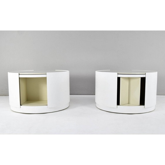 Image 1 of Coppia di tavolini in legno vintage con ruote di Eugenio Gerli, Italia 1969