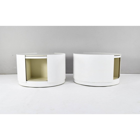 Image 1 of Coppia di tavolini in legno vintage con ruote di Eugenio Gerli, Italia 1969