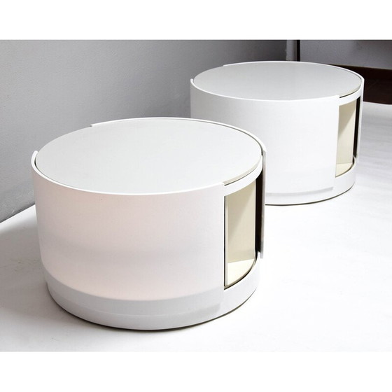 Image 1 of Coppia di tavolini in legno vintage con ruote di Eugenio Gerli, Italia 1969