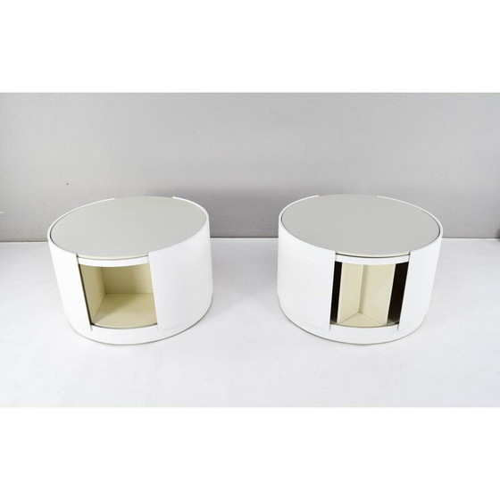 Image 1 of Coppia di tavolini in legno vintage con ruote di Eugenio Gerli, Italia 1969