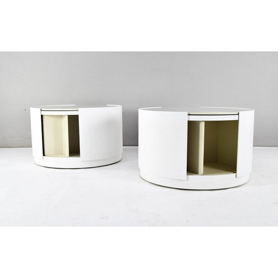 Image 1 of Coppia di tavolini in legno vintage con ruote di Eugenio Gerli, Italia 1969